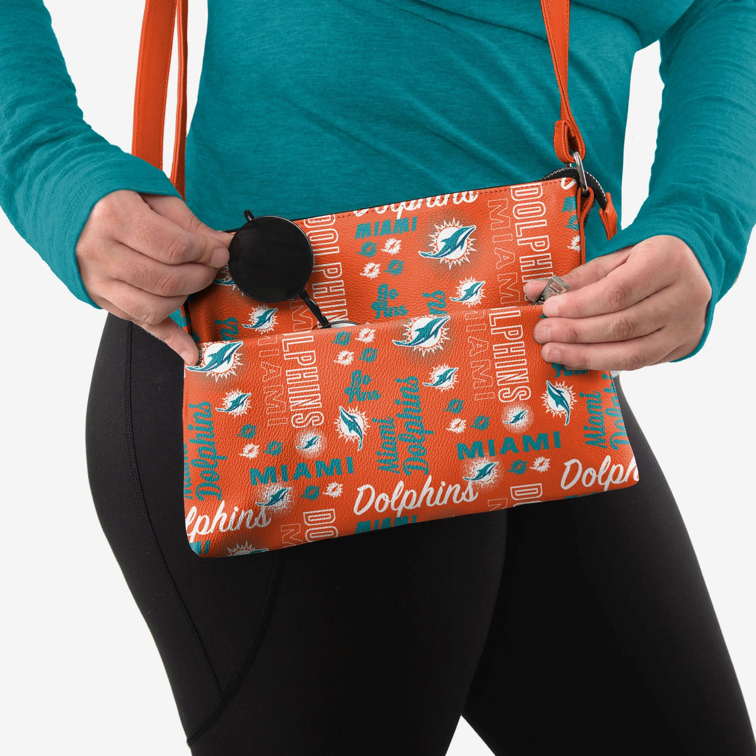 Miami Dolphins Spirited Style Printed Collection Foldover Tote Bag