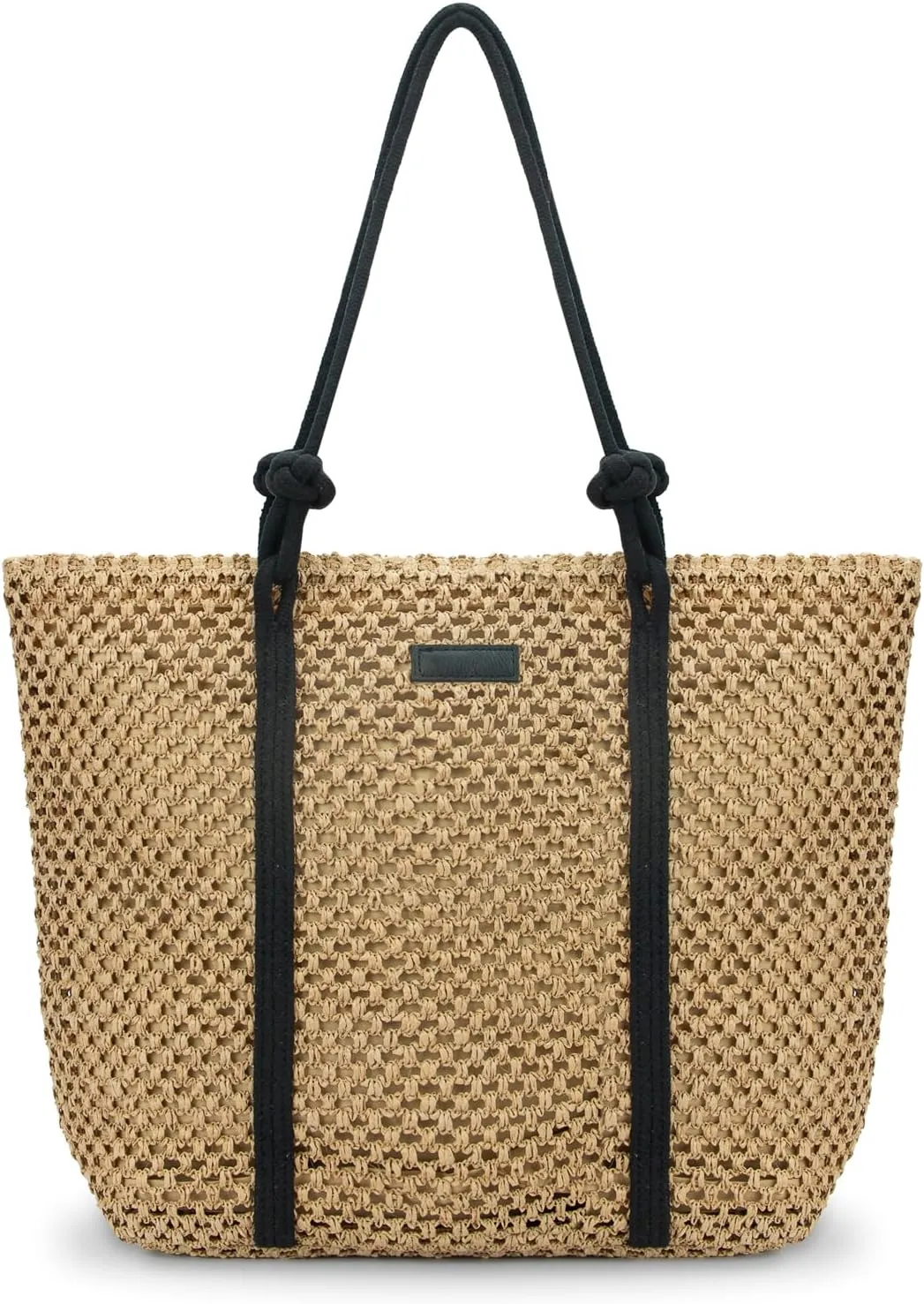 MICOM Tote Bag-Beach Totes Bags for Women,Straw Bag,Straw Tote Bag,Totes Bags for Women, Lightweight Woven Beach Bag with Black Handles for Outdoor Travel