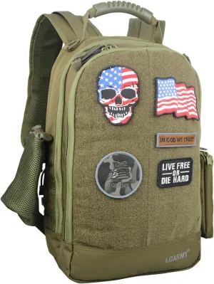 Military Tactical Backpack Work Bag with Five Patches Including 1 US Flags for Outdoor (Green), Large, 19061