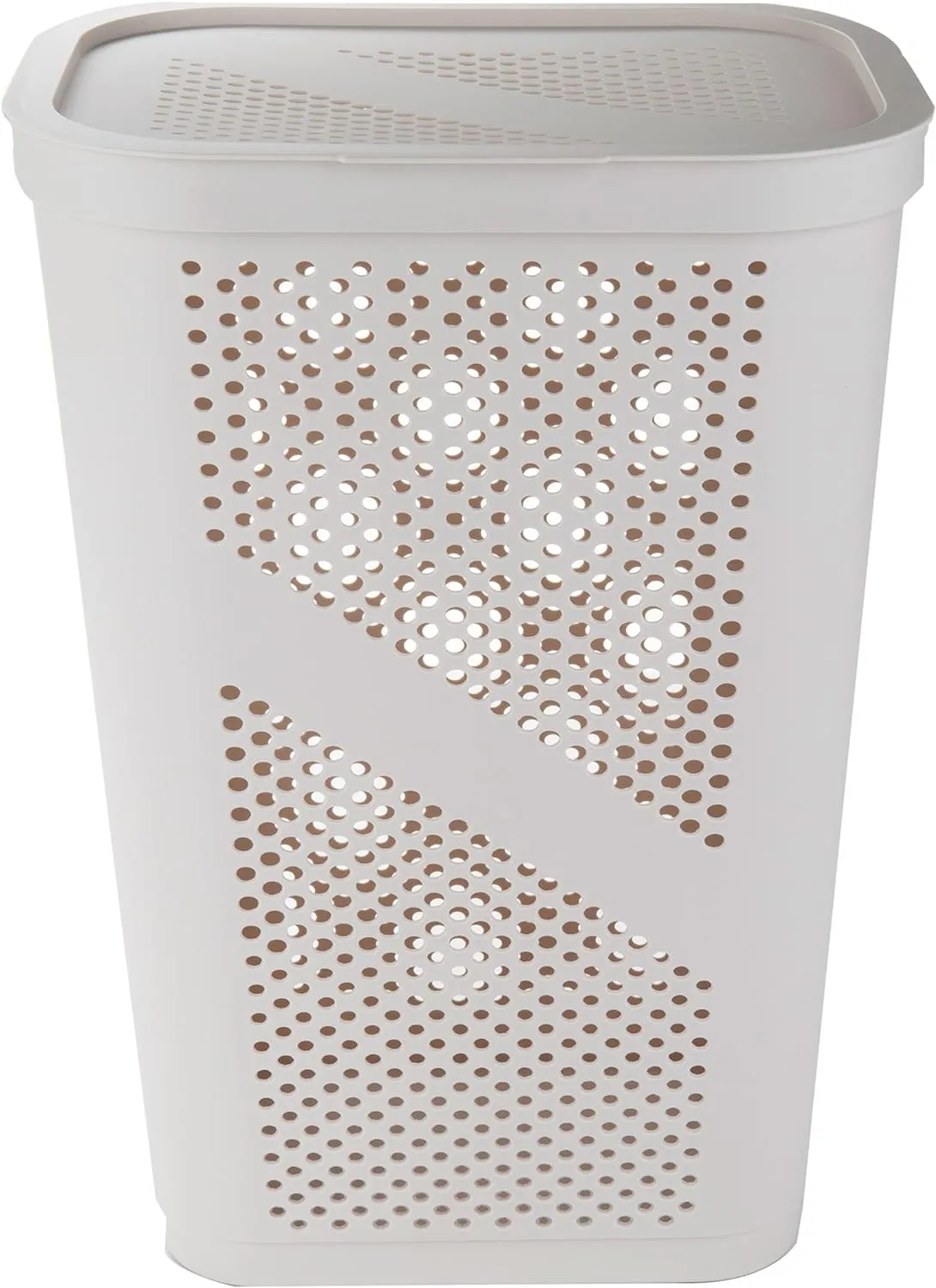 Mind Reader 60L Slim Laundry Hamper, Clothes Basket, Lid, Ventilated, Plastic, 17.25"L x 13.75"W x 23.5"H, Ivory
