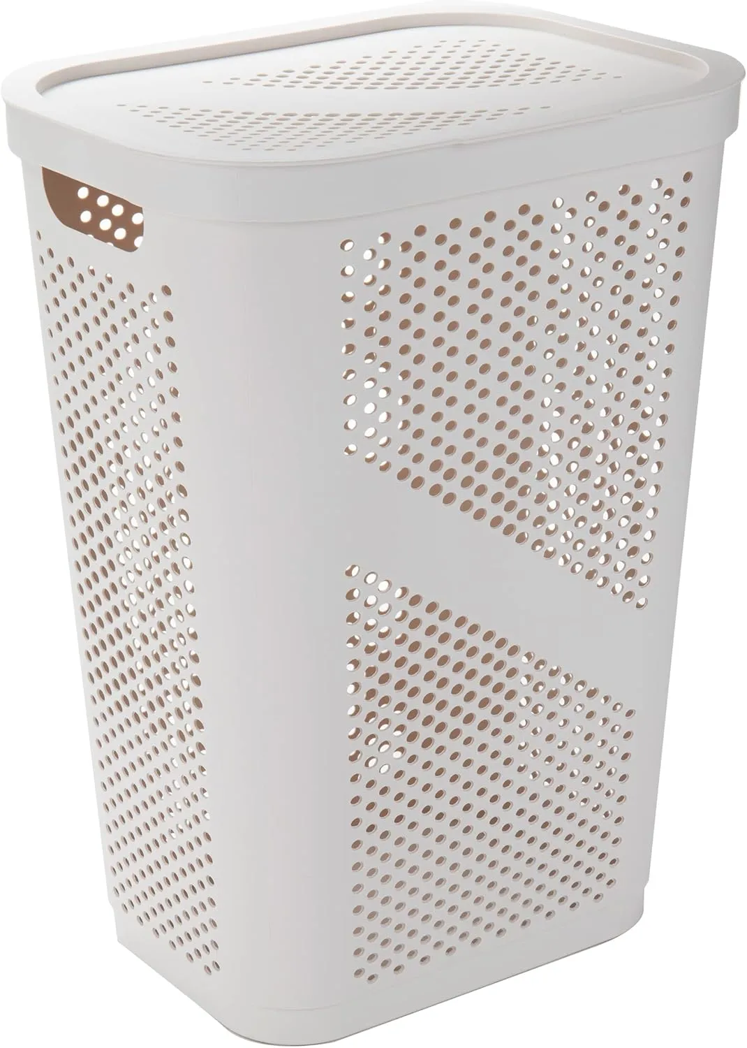Mind Reader 60L Slim Laundry Hamper, Clothes Basket, Lid, Ventilated, Plastic, 17.25"L x 13.75"W x 23.5"H, Ivory