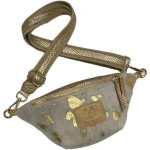 Mini off-white and gold vintage calf-hair leather belt bag