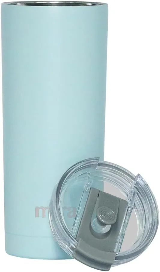 MIRA 20 oz Stainless Steel Vacuum Insulated Tumbler with Multi-Use Flip Lid & Straw - Travel Tumbler Cup for Hot or Cold Drinks - Pearl Blue