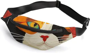 Modern Art Cat Belt Bag with Adjustable Strap, Lightweight Travel Crossbody Bags, Hands-Free Mini Fanny Packs in Running Gym