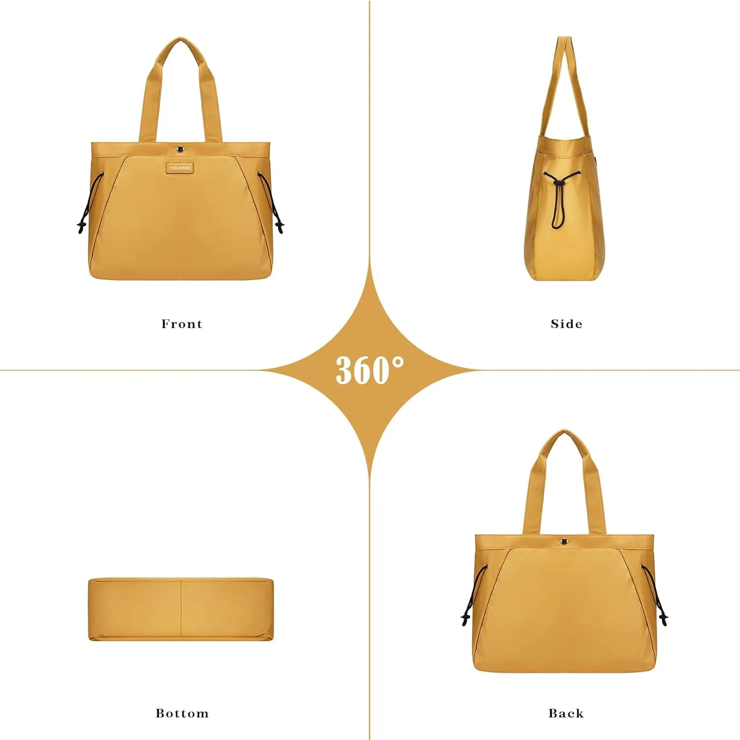 molshine Large Hobo Totes Handbag, Nylon Side Cinch Shopper Bags Shoulder Satchel for Workout Beach Travel Women Lady Model