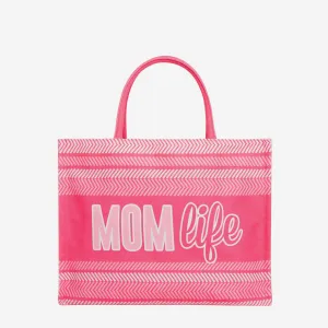 Mom Life Stitch Pattern Canvas Tote Bag