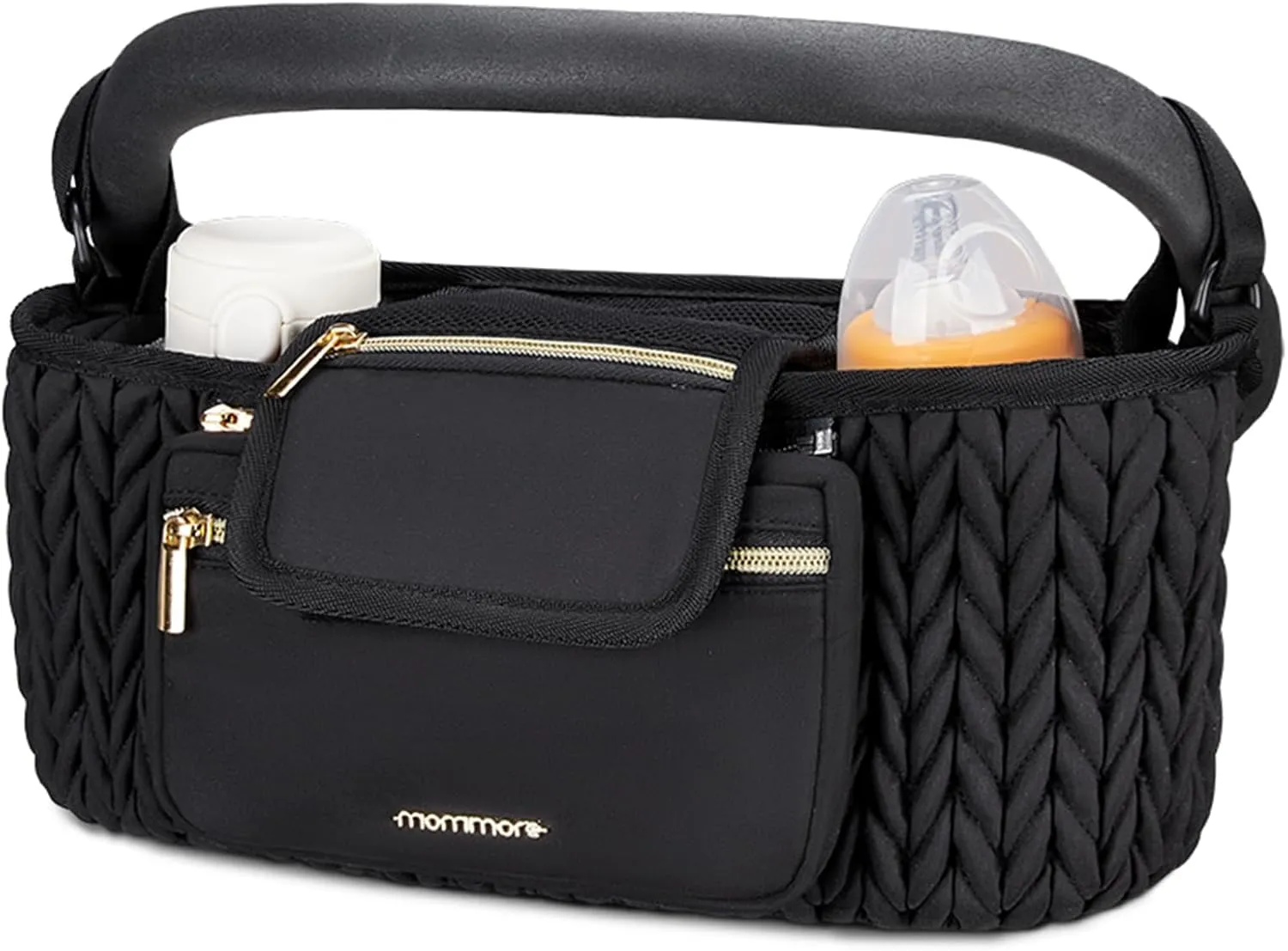 mommore Stroller Organizer with Insulated Cup Holders, Universal Stroller Caddy with Detachable Phone Bag, Stroller Accessories Fits for Uppababy, Doona, Jogger, Britax, Mompush, Bob
