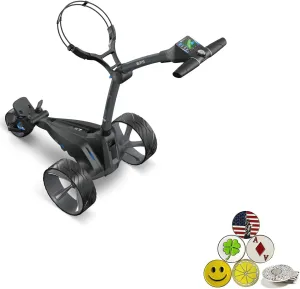 Motocaddy New M5 GPS DHC Electric Caddy Cart Bundle with Holders for Umbrella/Scorecard/Drink, Device Cradle, 5 Ball Markers, & 1 Magnetic Hat Clip