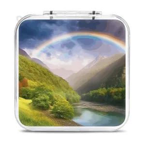 Mountain Valley with Rainbow Switch Game Case Switch Game Holder Cartridge Case Storage 12 Games & 2 Micro Sd Card Slots, Travel Carry Cases, Portable Games Card Storage, Hard Shell, Buckle Closure