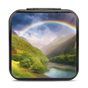 Mountain Valley with Rainbow Switch Game Case Switch Game Holder Cartridge Case Storage 24 Games & 2 Micro Sd Card Slots, Travel Carry Cases, Portable Games Card Storage, Hard Shell, Buckle Closure