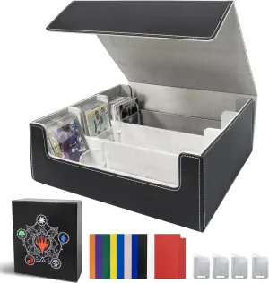 MTG Card Deck Box - 2400  Card Storage Box with 4 Supporters & 10 Colorful Dividers for Magic The Gathering Cards,TCG Deck Box fit Toploaders Magnetic Holder