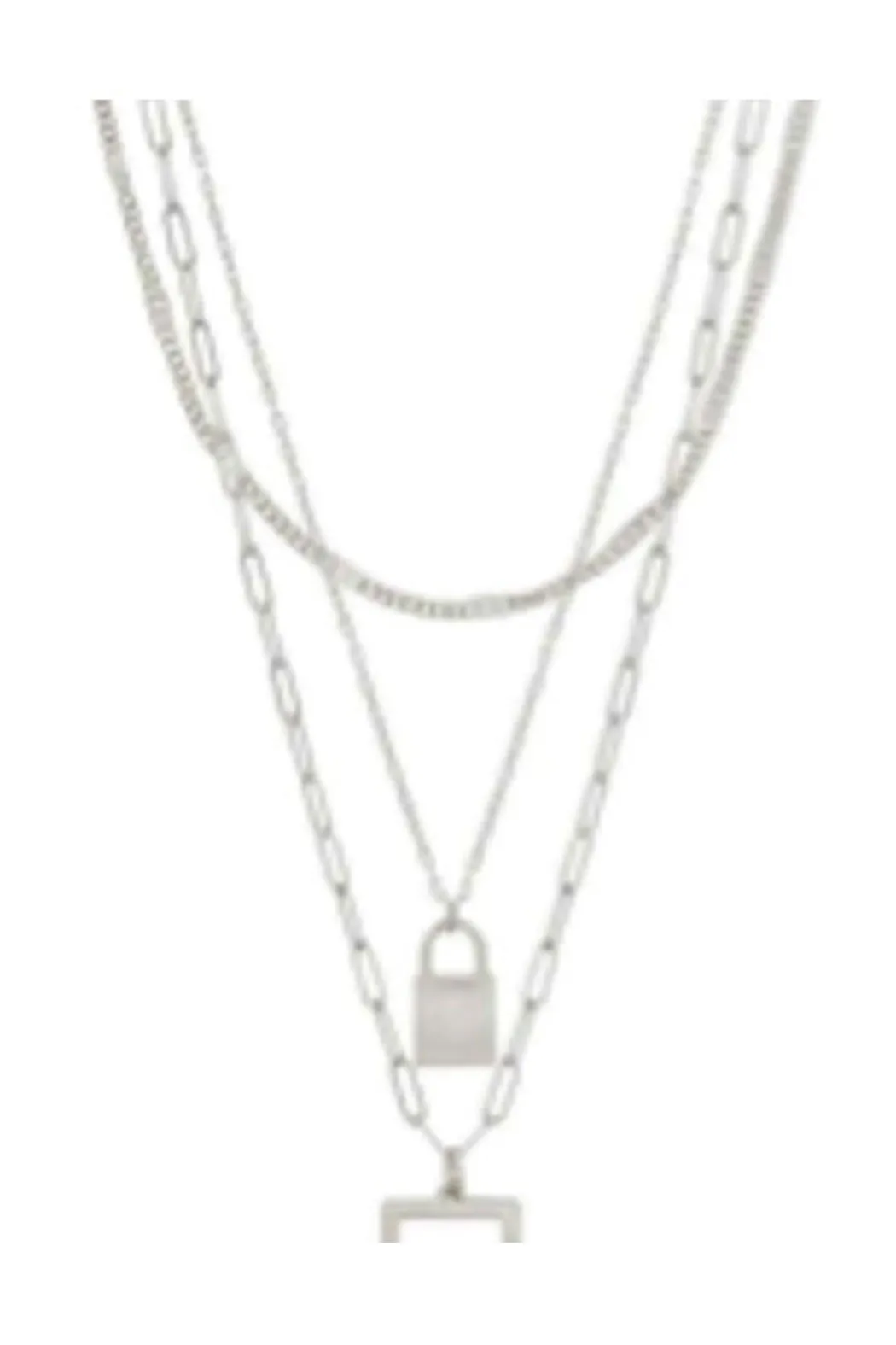 Multi Chain Necklace w/ Charm Lock