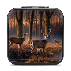 Nature Wild Animal Deers Switch Game Case Switch Game Holder Cartridge Case Storage 24 Games & 2 Micro Sd Card Slots, Travel Carry Cases, Portable Games Card Storage, Hard Shell, Buckle Closure