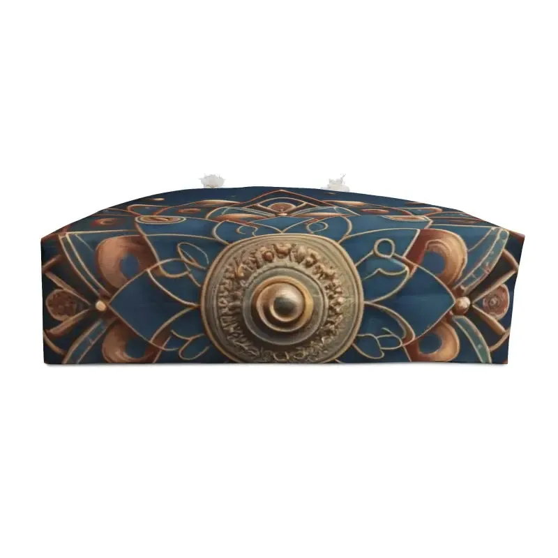 Navy Blue Weekender Bag with Gold Mandal Pattern