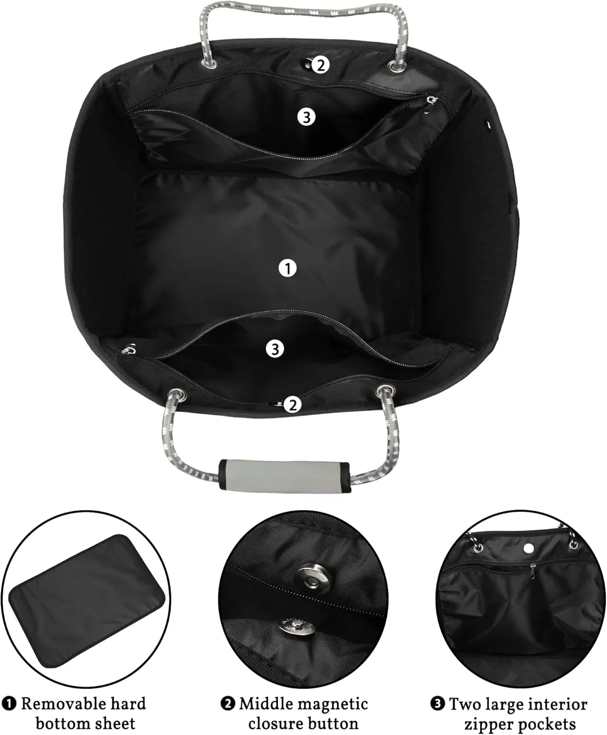 Neoprene Tote Bag - Large Travel Beach Pool Gym Handbag for Women & Men