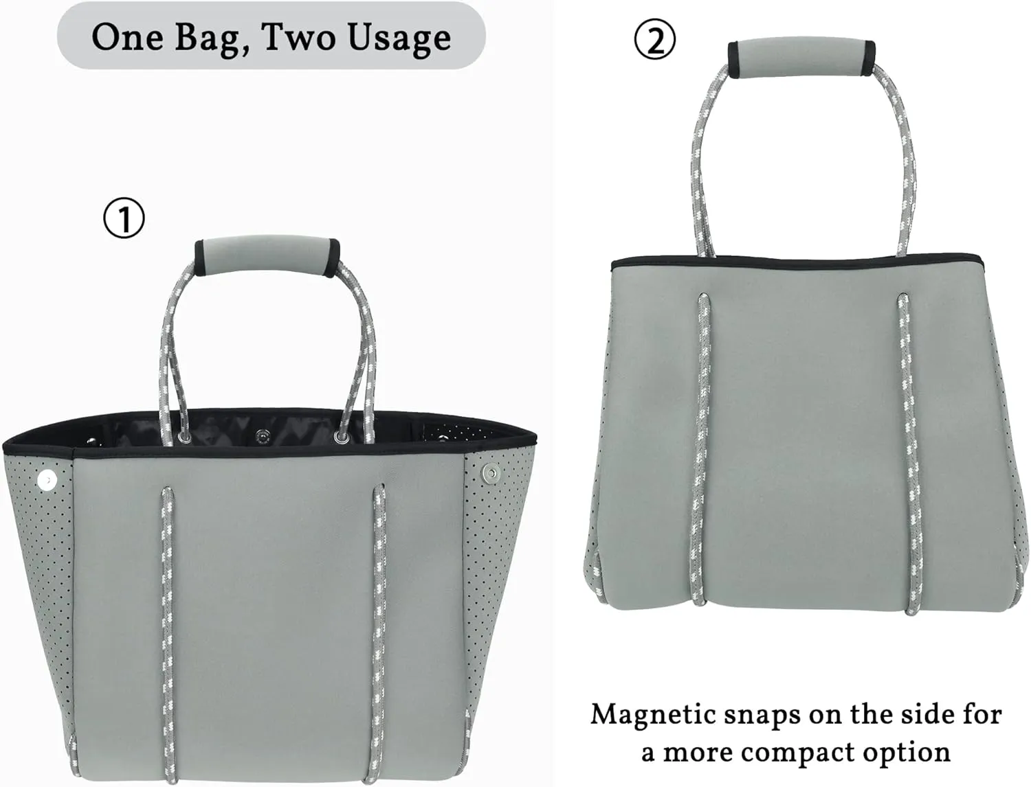 Neoprene Tote Bag - Large Travel Beach Pool Gym Handbag for Women & Men
