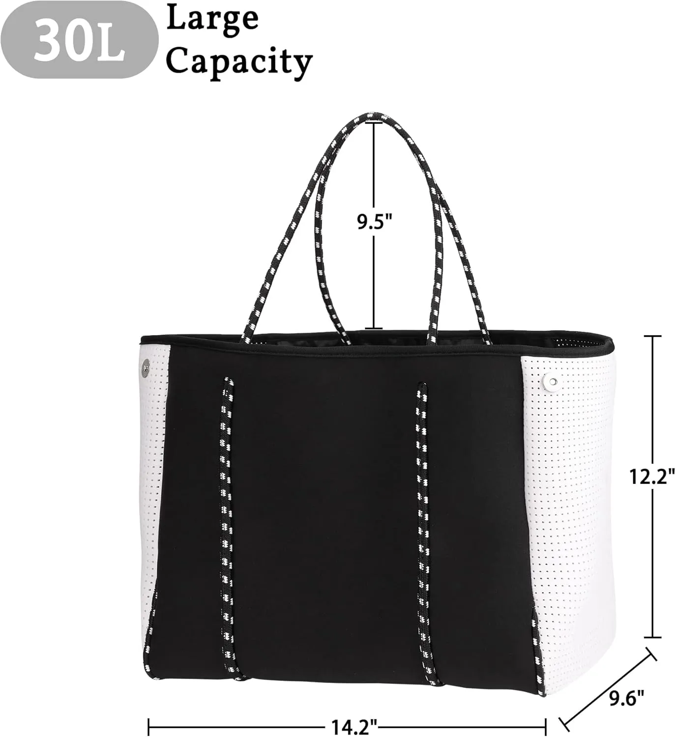 Neoprene Tote Bag - Large Travel Beach Pool Gym Handbag for Women & Men