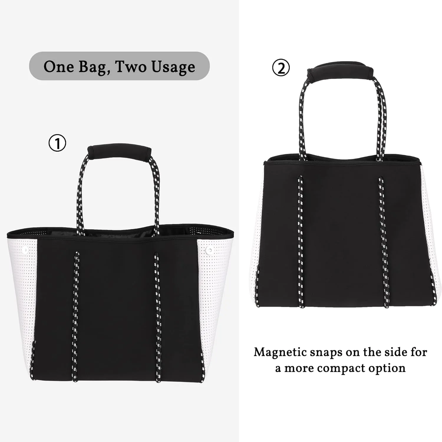 Neoprene Tote Bag - Large Travel Beach Pool Gym Handbag for Women & Men