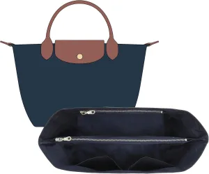 New DupontPaper Purse Organizer Insert Compatible with Longchamp Le Pliage Large Tote Handbag Insert (Black&Blue, Large)