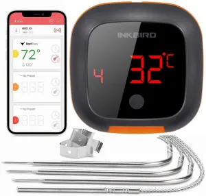 New Inkbird IBT-4XS BBQ Thermometer Bluetooth Meat Thermometers, 150ft Wireless Bluetooth BBQ Thermometer with 4 Probes Thermometer! RETAILS $75 