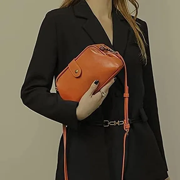 New Premium Leather Retro Handmade Bag Unique Opening Small Cross Body Shoulder Bag Vintage Doctor Bag for Women