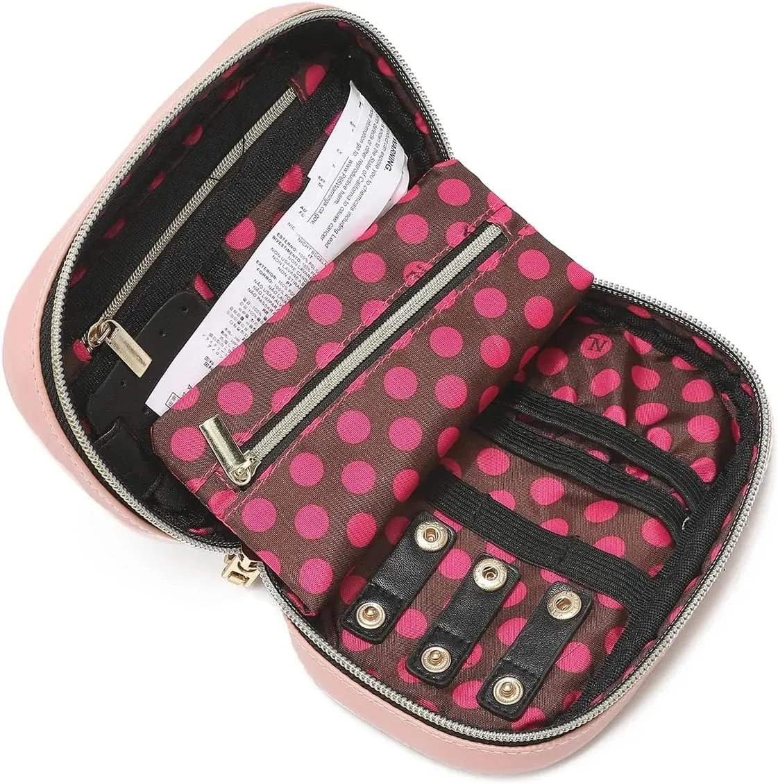 NICOLE LEE Amparo Small Fashion Jewelry Organizer Handbag, Earring and Ring Holders, Extra Zip Pocket, Travel Case (Sara is Soft but Strong)
