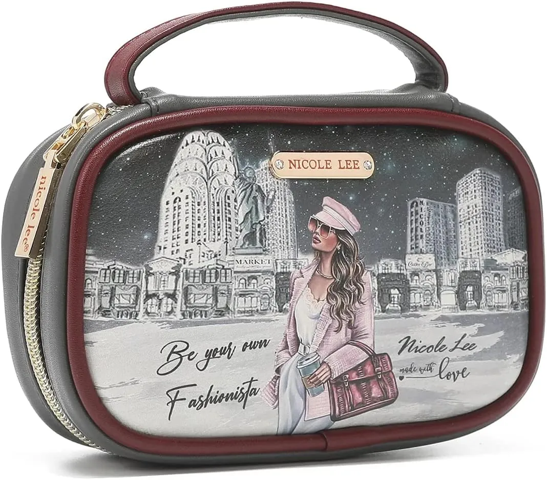 NICOLE LEE Amparo Small Fashion Jewelry Organizer Handbag, Earring and Ring Holders, Extra Zip Pocket, Travel Case (Sara is Soft but Strong)