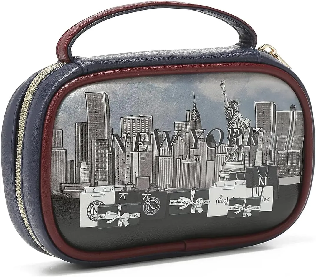 NICOLE LEE Amparo Small Fashion Jewelry Organizer Handbag, Earring and Ring Holders, Extra Zip Pocket, Travel Case (Sara is Soft but Strong)