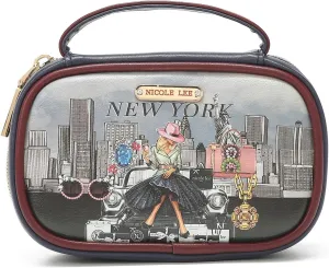 NICOLE LEE Amparo Small Fashion Jewelry Organizer Handbag, Earring and Ring Holders, Extra Zip Pocket, Travel Case (Success in New York)