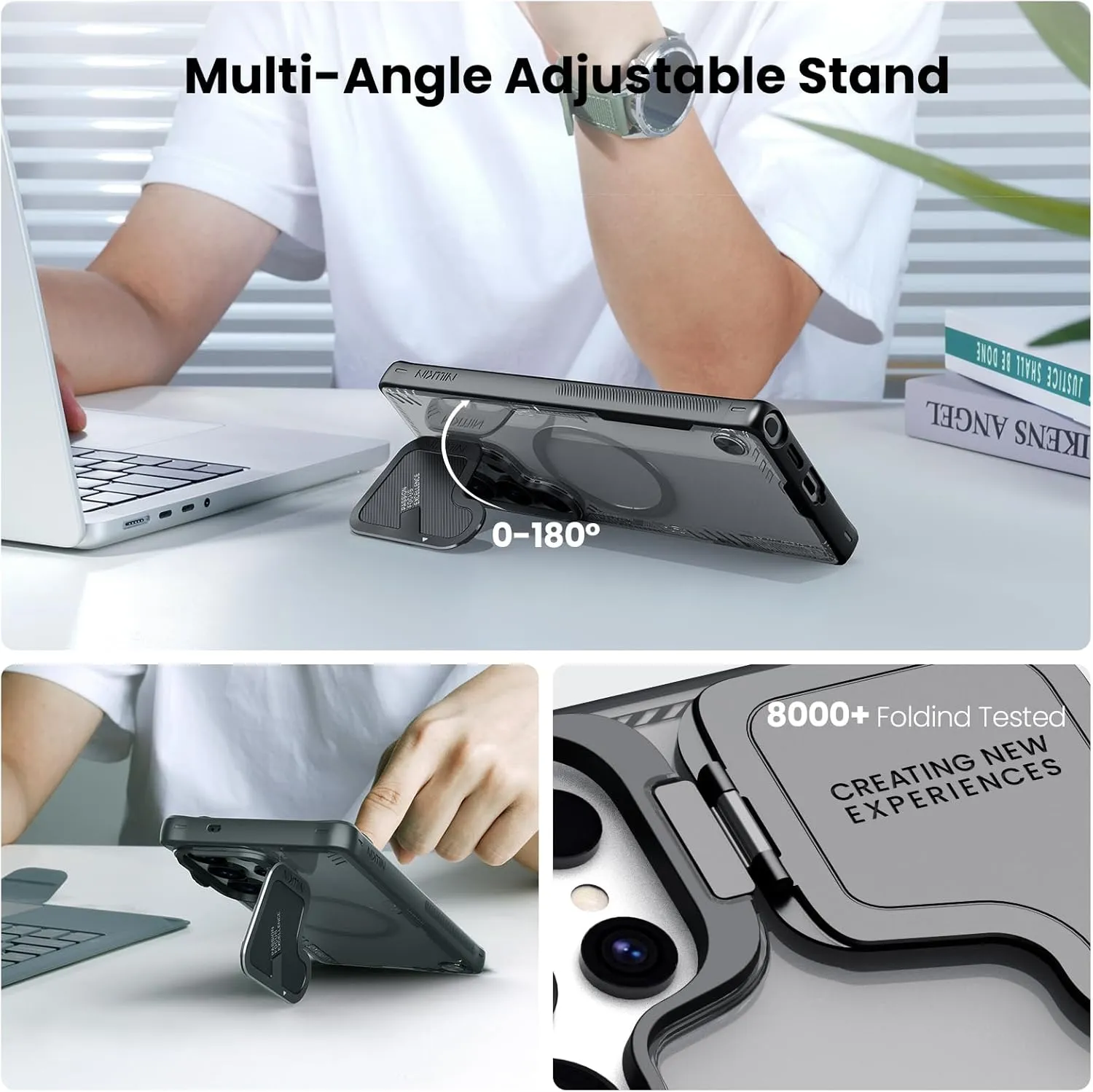Nillkin Magnetic for Galaxy S25 Ultra Case Clear, Compatible with Magsafe, Never Yellow & Biodegradable Material, Translucent Case with Kickstand & Camera Cover for Samsung Galaxy S25 Ultra, Black