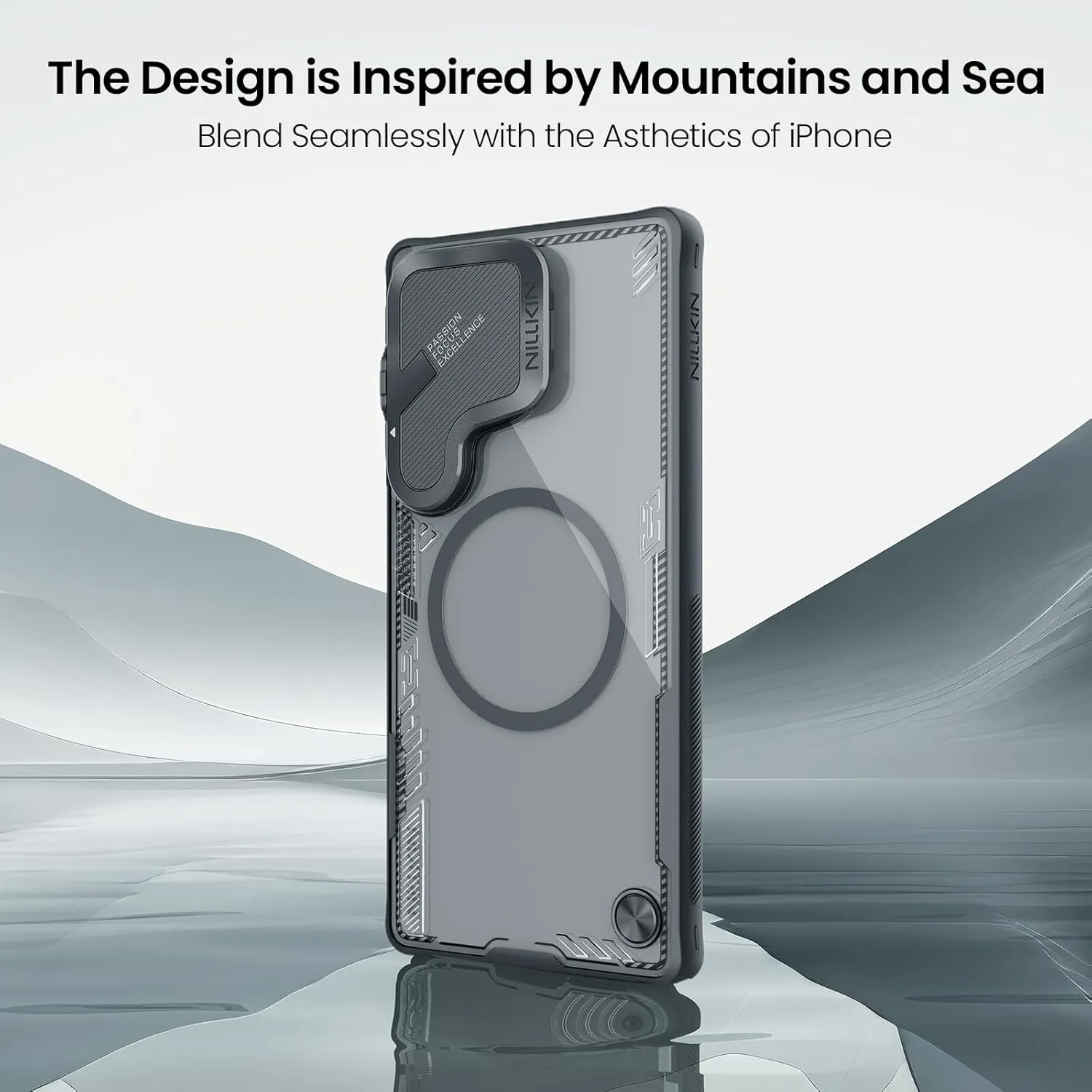 Nillkin Magnetic for Galaxy S25 Ultra Case Clear, Compatible with Magsafe, Never Yellow & Biodegradable Material, Translucent Case with Kickstand & Camera Cover for Samsung Galaxy S25 Ultra, Black