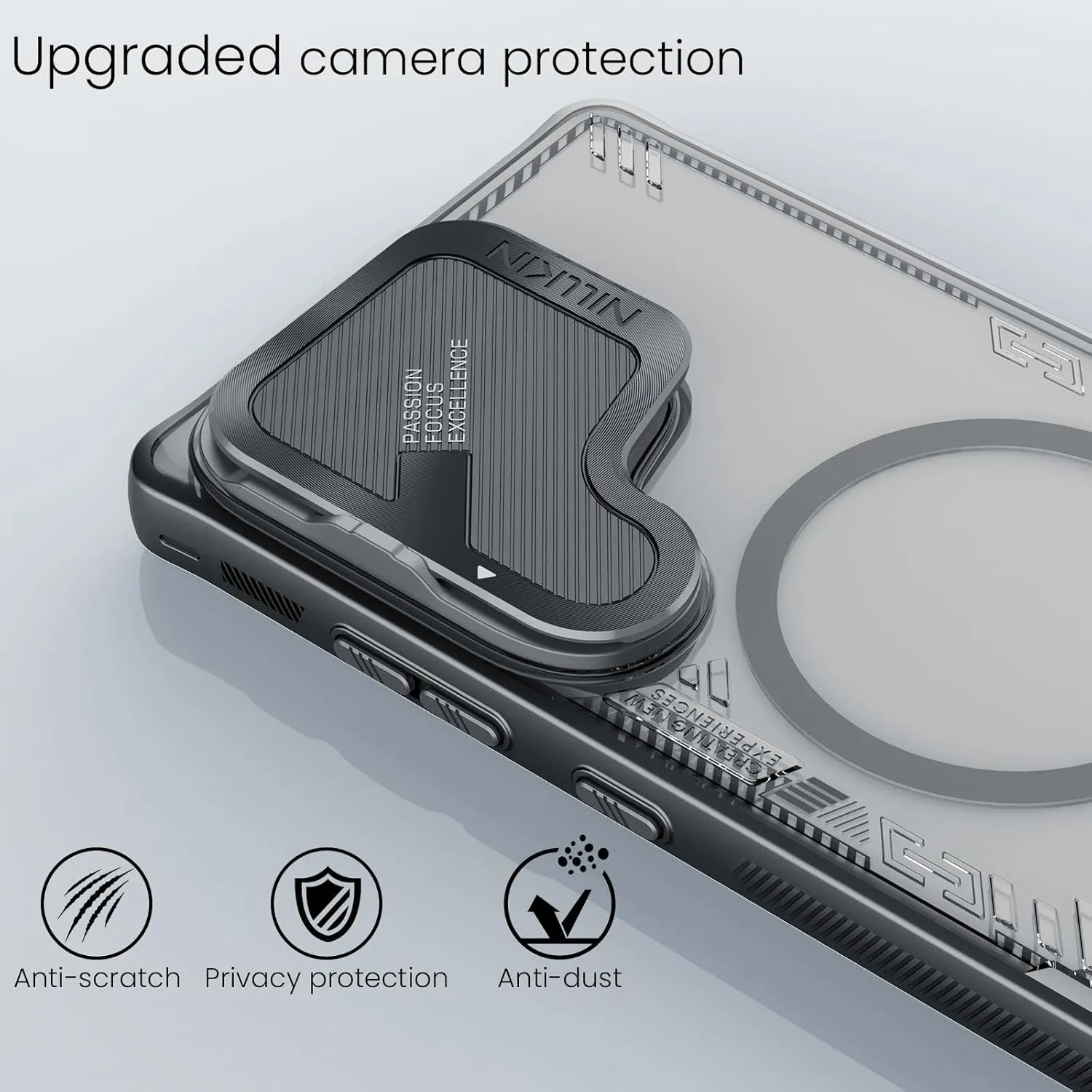 Nillkin Magnetic for Galaxy S25 Ultra Case Clear, Compatible with Magsafe, Never Yellow & Biodegradable Material, Translucent Case with Kickstand & Camera Cover for Samsung Galaxy S25 Ultra, Black