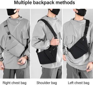 North Carry Slim Sling Bag,Anti-Theft Waterproof Shoulder Backpack Chest Crossbody Bag for Men Women (GREY Right)