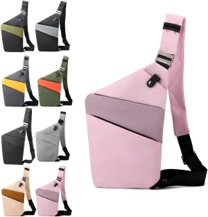 North Carry Slim Sling Bag,Anti-Theft Waterproof Shoulder Backpack Chest Crossbody Bag for Men Women (Right Pink)