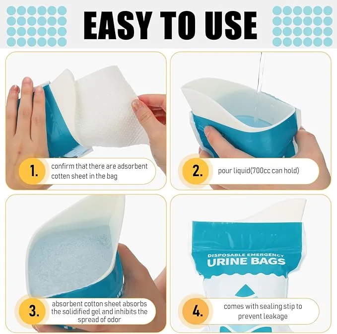 Nuogo 50 Pcs Disposable Urinal Bag Portable Camping Pee Bags Unisex Female Urinal Vomit Bags for Travel, Camping, Hiking for Women Men Kids Patient