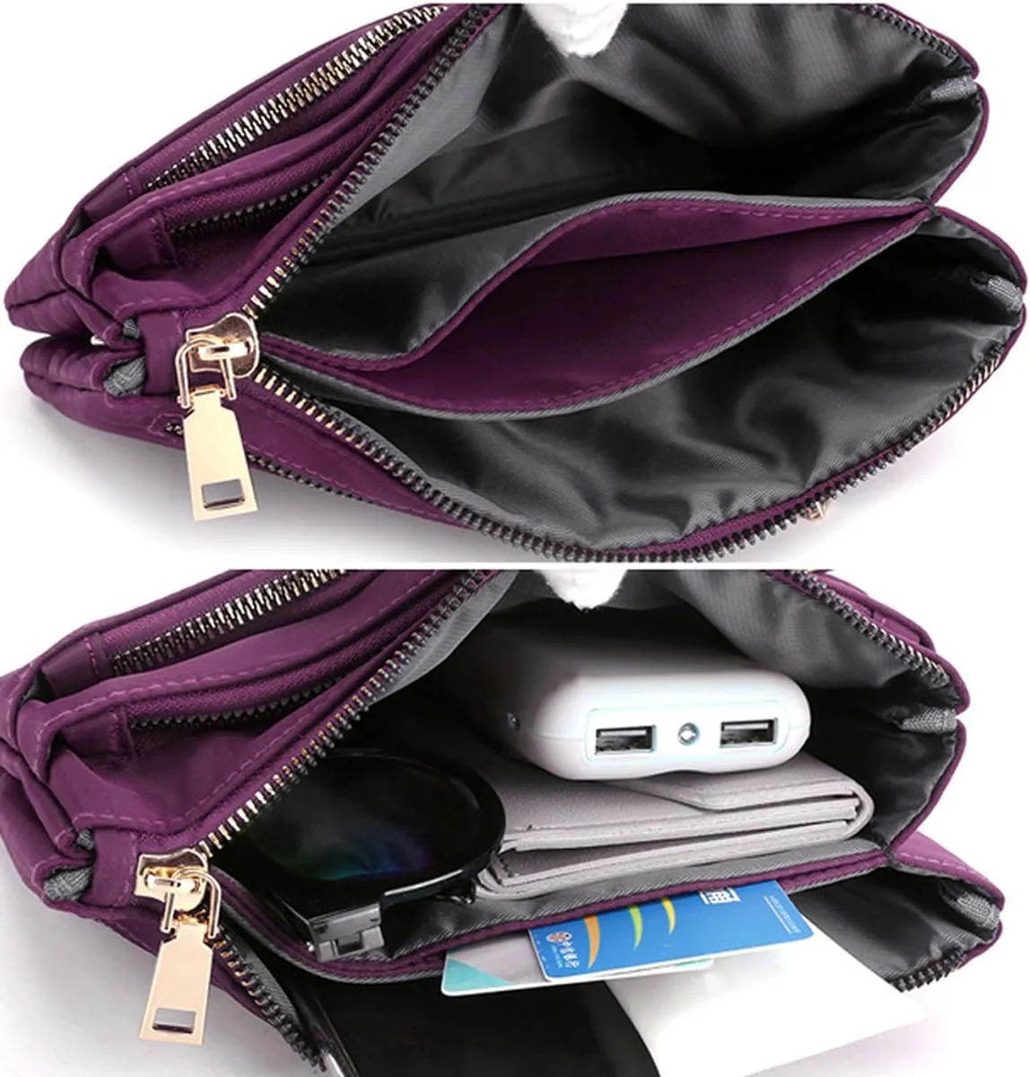 Nylon Small Cross Body Bags for Women Multi Pockets Phone Shoulder Bag Travel Mini Handbag Ladies Cross Body Bag (Wine Red)