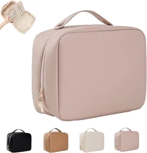 Obviously Multi-compartment Toiletry Cosmetics Bag, PU Leather Large Capacity & Portable Hanging Toiletry Bag, Travel Makeup Pouch for Women (pink)