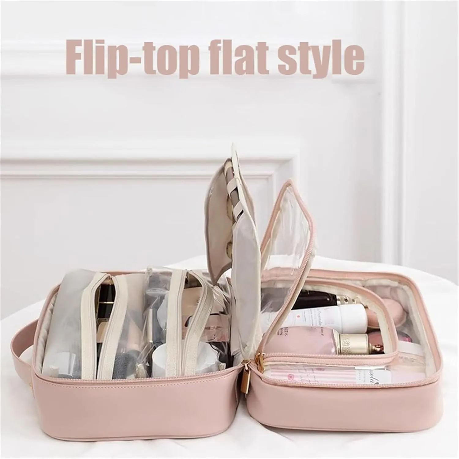Obviously Multi-Compartment Toiletry Cosmetics Bag, SetPatient Multi-Compartment Toiletry Cosmetics Bag, Bathroom Hanging Cosmetic Bags for Travel (White)