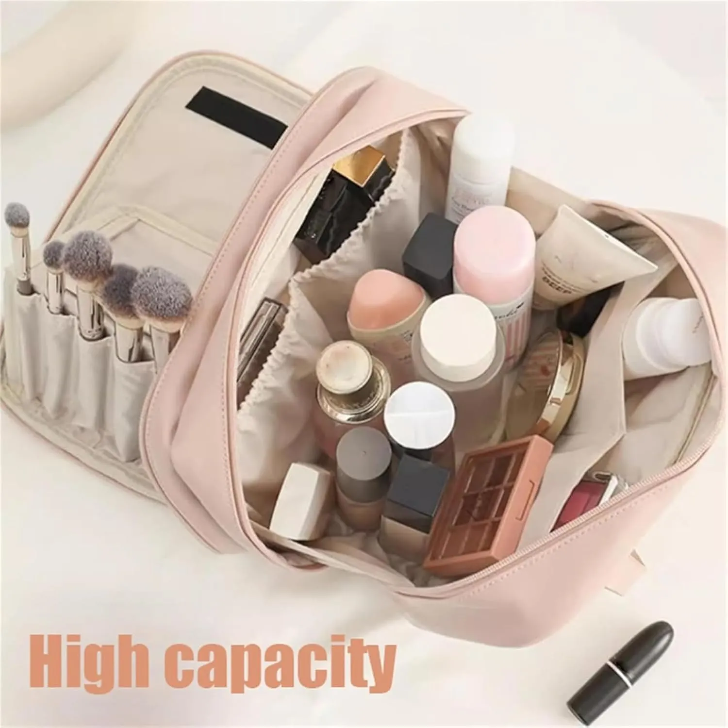 Obviously Multi-Compartment Toiletry Cosmetics Bag, SetPatient Multi-Compartment Toiletry Cosmetics Bag, Bathroom Hanging Cosmetic Bags for Travel (White)