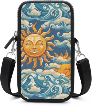 Ocean Sunrise Faces Crossbody Phone Bag Mini Shoulder Bag Cute Cell Phone Purse for Men Women