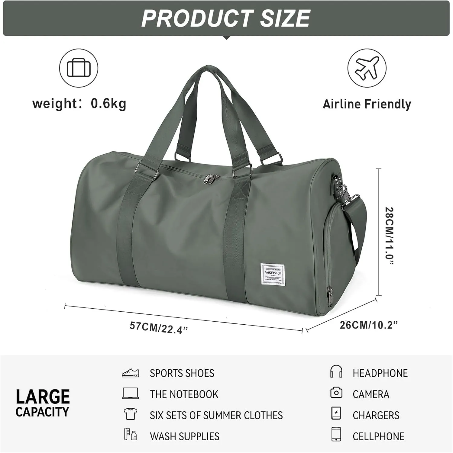 Olive Green Yoga Women Tote Bag Large Shoulder Bag Top Handle Handbag with Yoga Mat Buckle, Shoe Compartment and Wet Dry Storage Pockets for Gym, Work, Sport