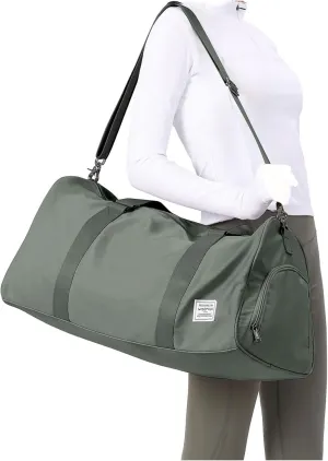 Olive Green Yoga Women Tote Bag Large Shoulder Bag Top Handle Handbag with Yoga Mat Buckle, Shoe Compartment and Wet Dry Storage Pockets for Gym, Work, Sport
