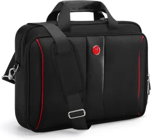 Omnpak 15.6 Inch Locking Briefcase, Travel Computer Briefcases with Combination Lock, Water Resistant Notary Document Bag for Men Women, Black