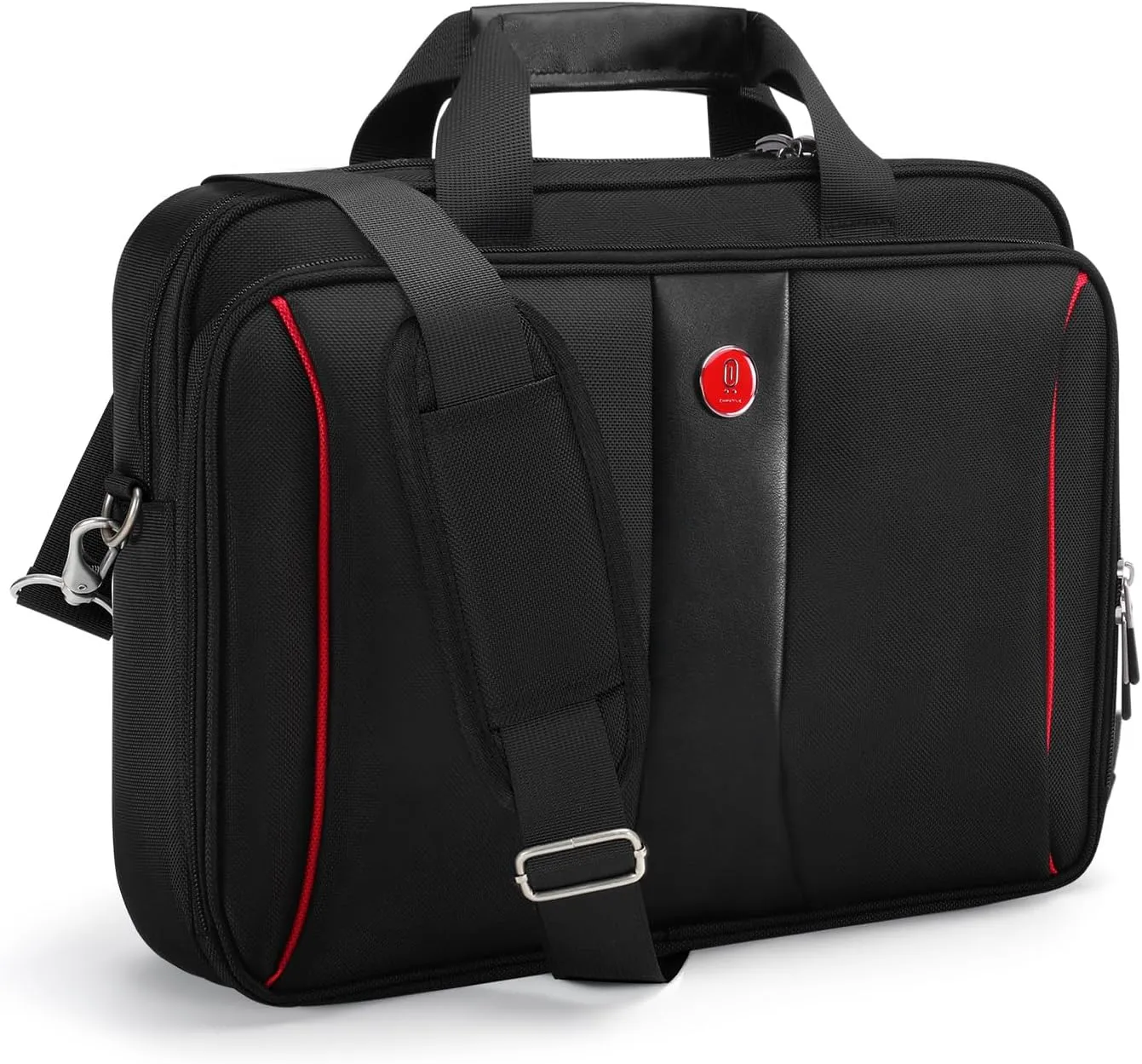 Omnpak 15.6 Inch Locking Briefcase, Travel Computer Briefcases with Combination Lock, Water Resistant Notary Document Bag for Men Women, Black