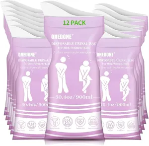 ONEDONE Disposable Urine Bags 6/8/12/24 30.4 OZ Pee Bags for Travel for Men Women Kids Emergency Urine Bags Portable Unisex Urinal Bags Vomit Bags for Traffic Jams Camping Hiking