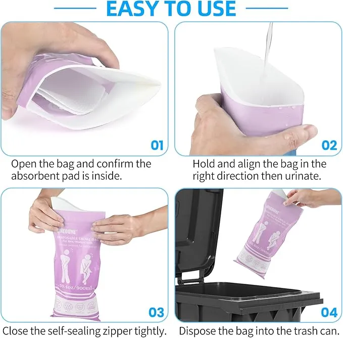 ONEDONE Disposable Urine Bags 6/8/12/24 30.4 OZ Pee Bags for Travel for Men Women Kids Emergency Urine Bags Portable Unisex Urinal Bags Vomit Bags for Traffic Jams Camping Hiking