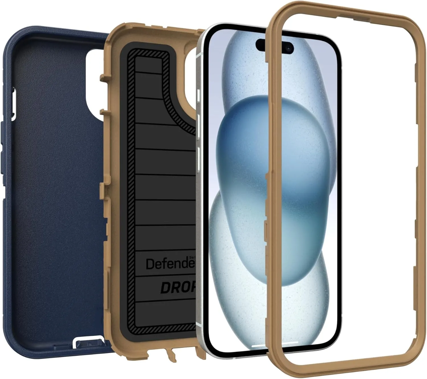 OtterBox iPhone 15, iPhone 14, & iPhone 13 (Only) Defender Series Case - Blue Suede Shoes - Screenless - Rugged & Durable - with Port Protection - Holster Clip Includes - Microbial Defense Protection