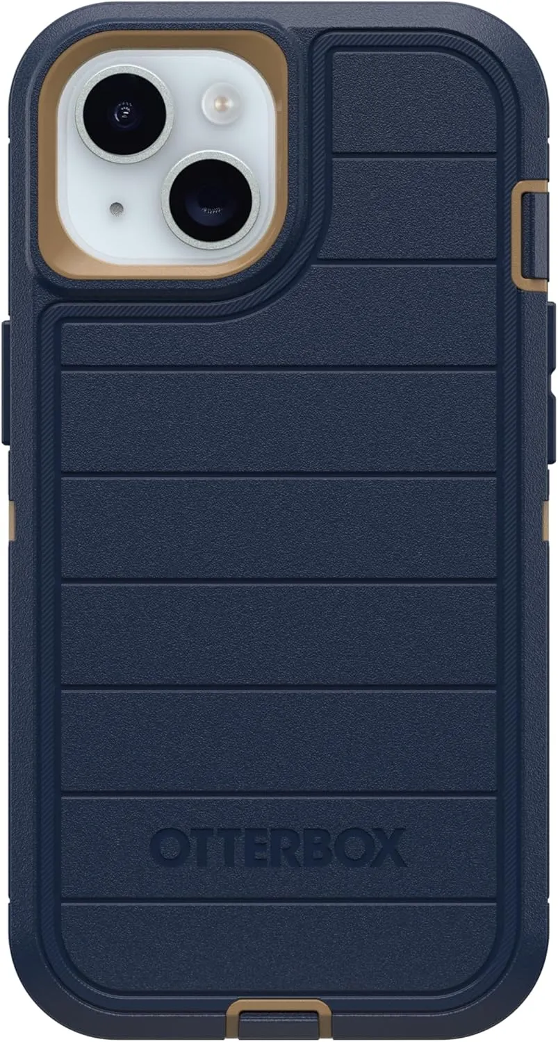 OtterBox iPhone 15, iPhone 14, & iPhone 13 (Only) Defender Series Case - Blue Suede Shoes - Screenless - Rugged & Durable - with Port Protection - Holster Clip Includes - Microbial Defense Protection