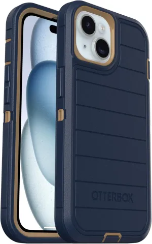 OtterBox iPhone 15, iPhone 14, & iPhone 13 (Only) Defender Series Case - Blue Suede Shoes - Screenless - Rugged & Durable - with Port Protection - Holster Clip Includes - Microbial Defense Protection