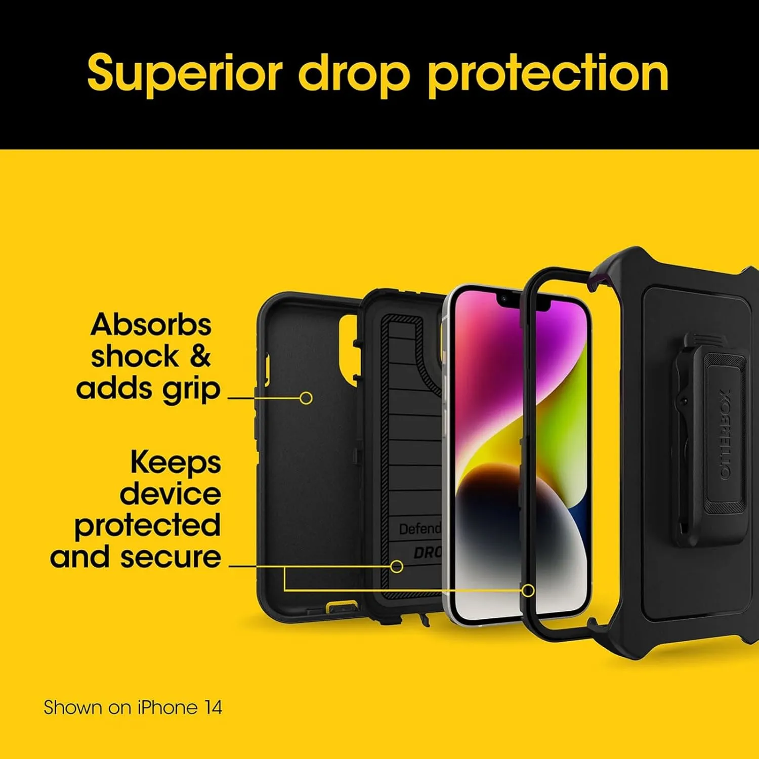 OtterBox iPhone 16e (Only) - Defender Series Case - Baby Blue Jeans (Blue) - Screenless - Rugged & Durable - with Port Protection - Holster Clip Includes - Microbial Defense Protection